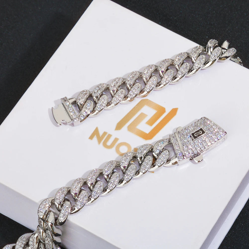 Gold Cuban Bracelet Iced Out 12MM Monaco 18K