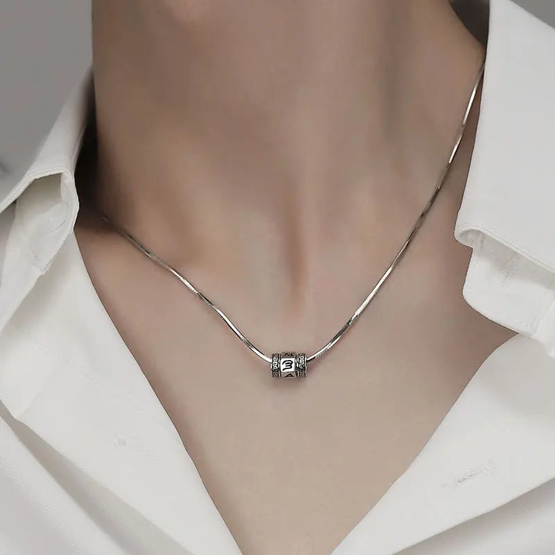 Ethnic Style Rotatable Six Syllable Mantra Bead Pendant Necklace For Men Women Jewelry Fashion S925 Chain Necklace Male Gift