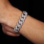 PT950 Platinum 16mm 3-Row Rhombus Bracelet suitable for men and women, orderly artificial diamonds deliver powerful