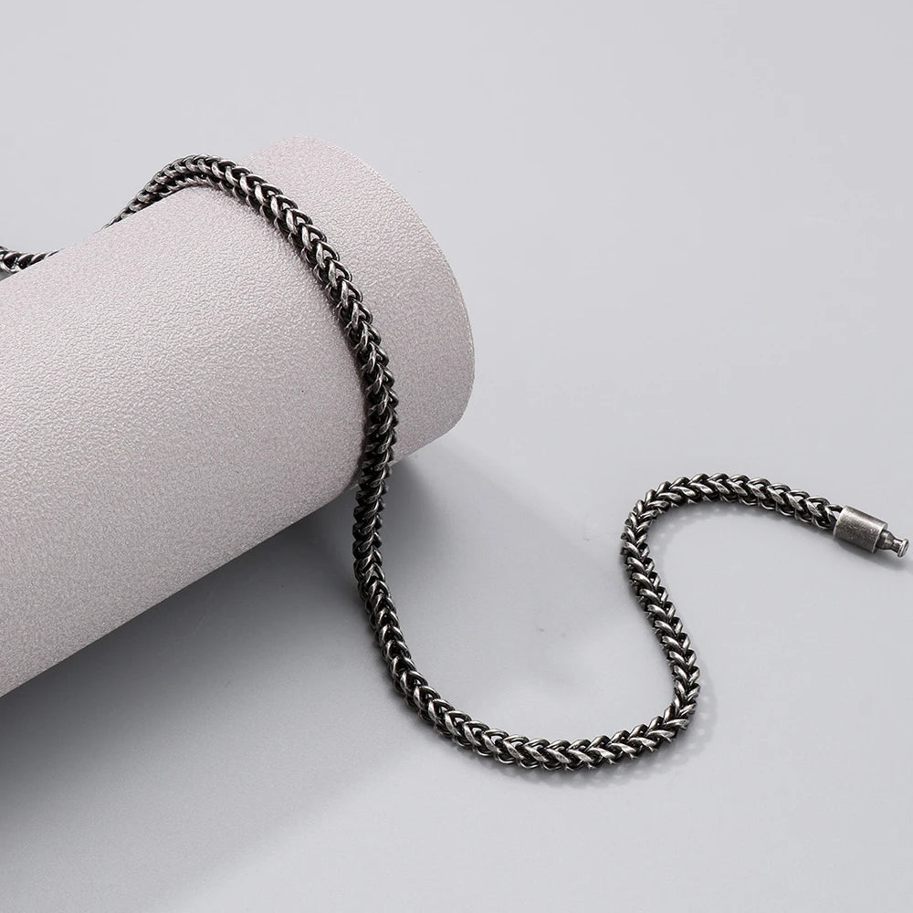 Vintage 4.5MM Curb Link Chain Necklace Man Stainless Steel Men's Chain Necklaces Choker for Man 50/55/60CM Long Viking