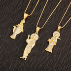 Iced Out Virgin Mary Pendant Necklace