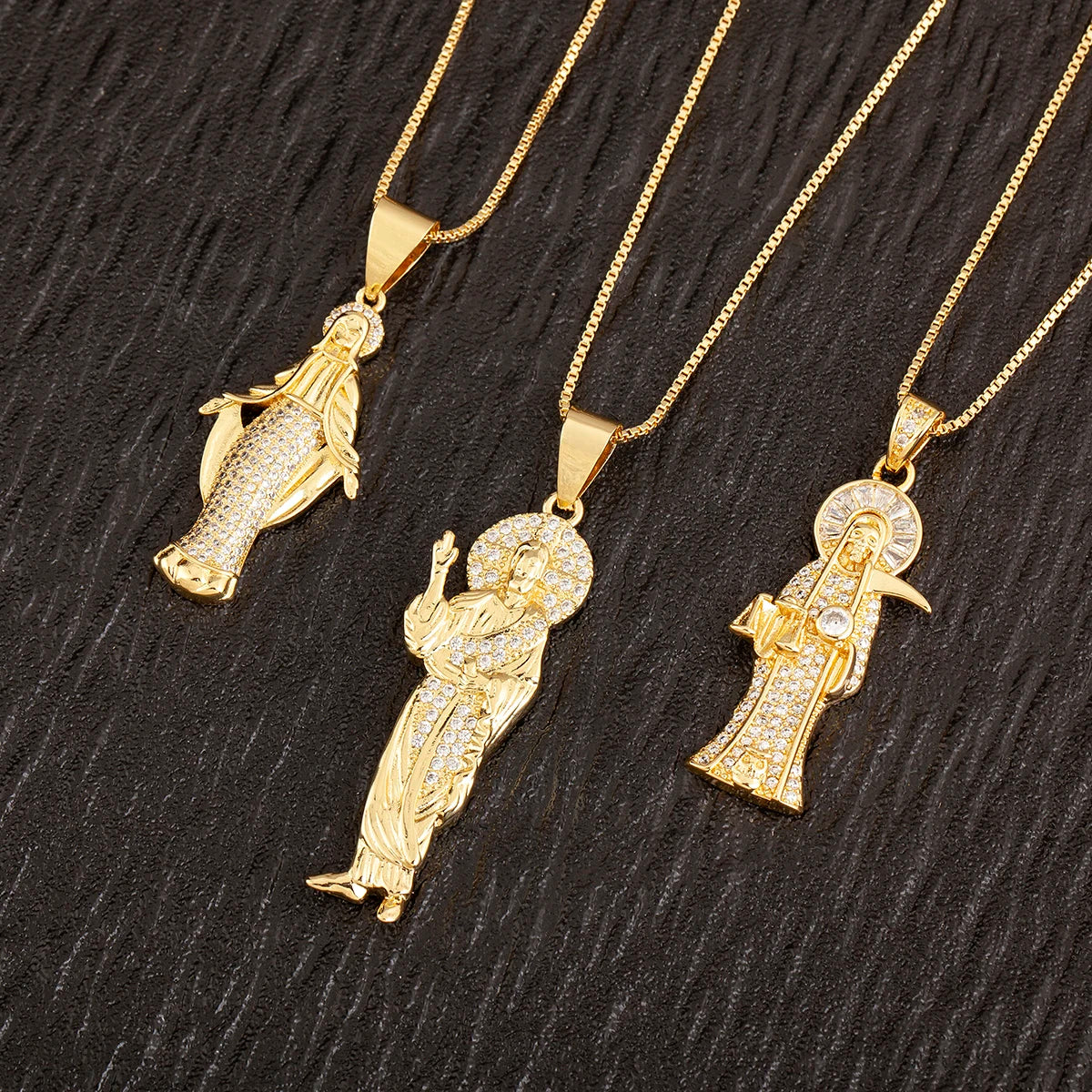 Iced Out Virgin Mary Pendant Necklace