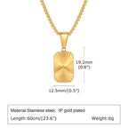 Sunburst Square Pendant Necklace — Stainless Steel
