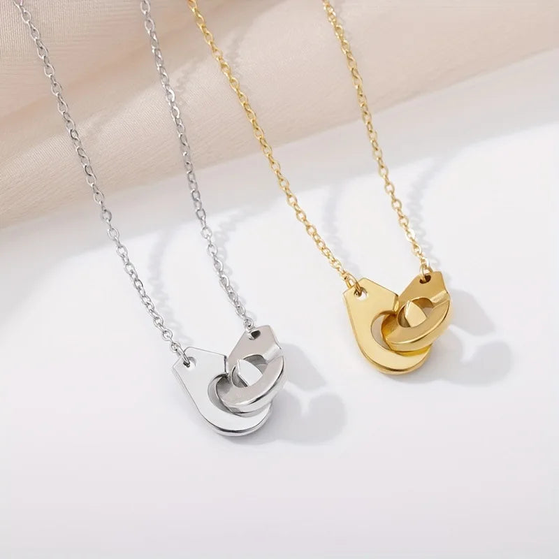 Geometric Hollow Pendant Necklace — Stainless Steel