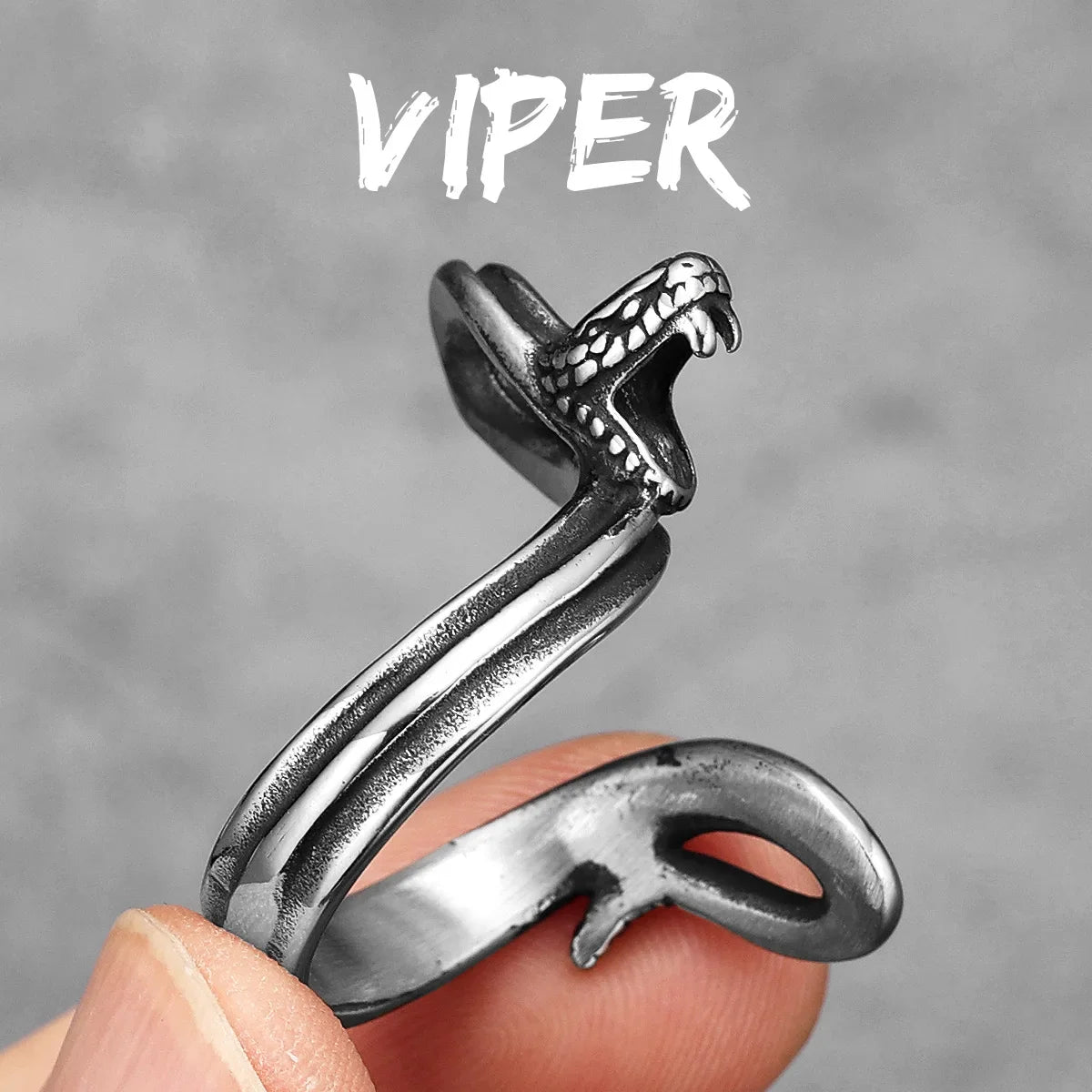 Poisonous Snake Ring 316L Stainless Steel Men Rings Rock Punk Vintage for Male Rider Jewelry Accessories Best Gift