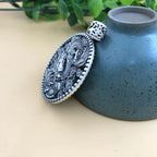 Chinese Dragon Medallion Pendant Necklace — Silver-Tone