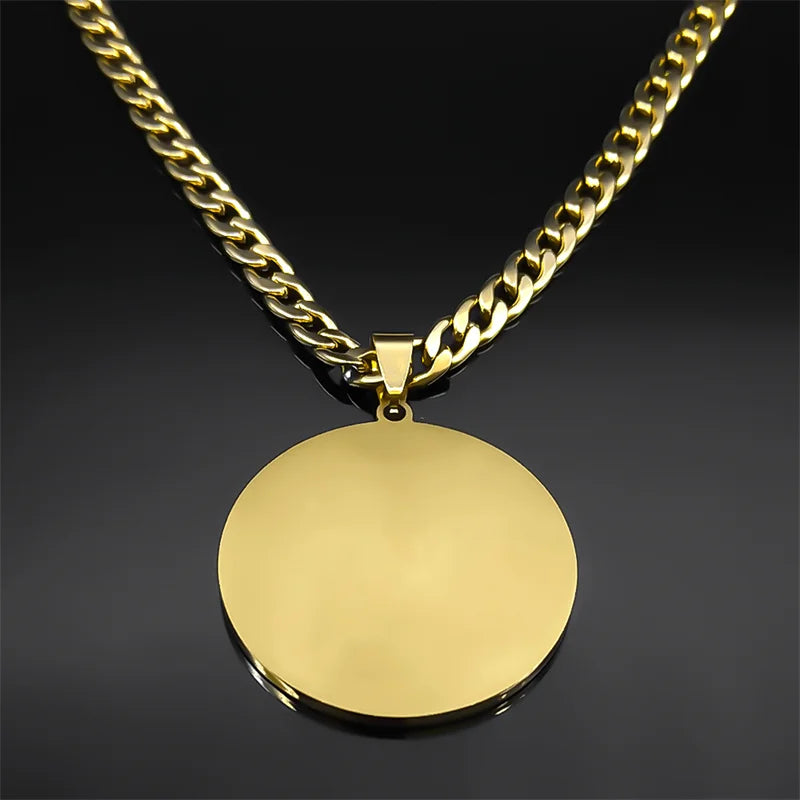 SAINT MICHAEL PROTECT US Archangel Men Crystal Necklace Stainless Steel Gold Color Catholic Religious Necklaces Jewelry
