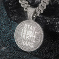 Hip Hop STAY HARD Letter Pendant Cuban Chain Necklace Punk Gold Color Iced Out Bling Necklaces Fashion Charm Men Women
