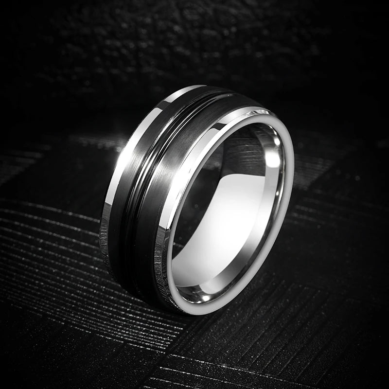 Rings For Men 9mm Original Male Classics Black Lassa Craft Comfort Fillet Party Engagement Gift Jewelry,Engraving
