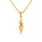 Blue Stone Geometric Pendant Necklace — Stainless Steel