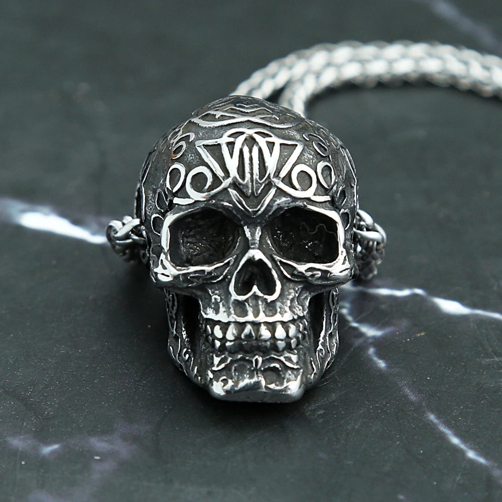 Gothic Skull Stainless Steel Pendant Necklace