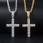 Cross Pendant Rope Chain Necklace Iced Out CZ