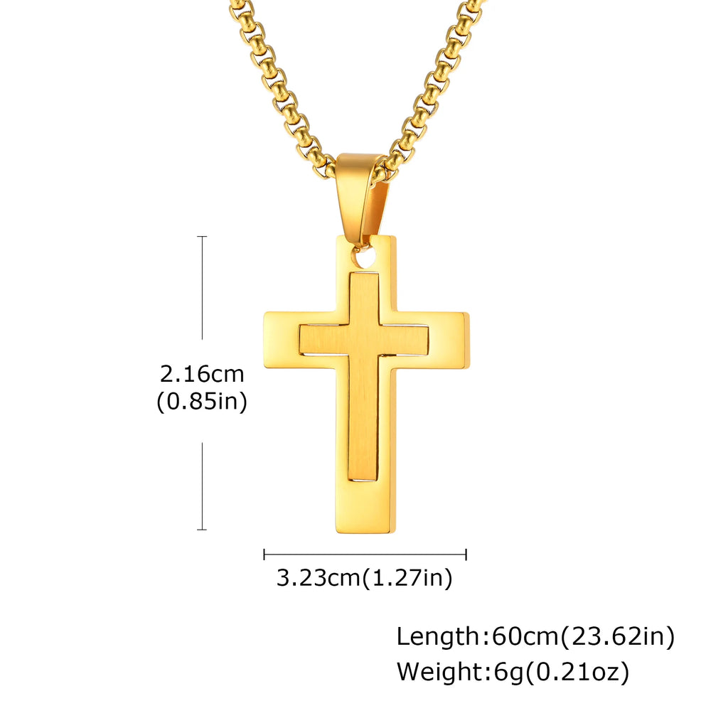 Cross Pendant Necklace — Stainless Steel