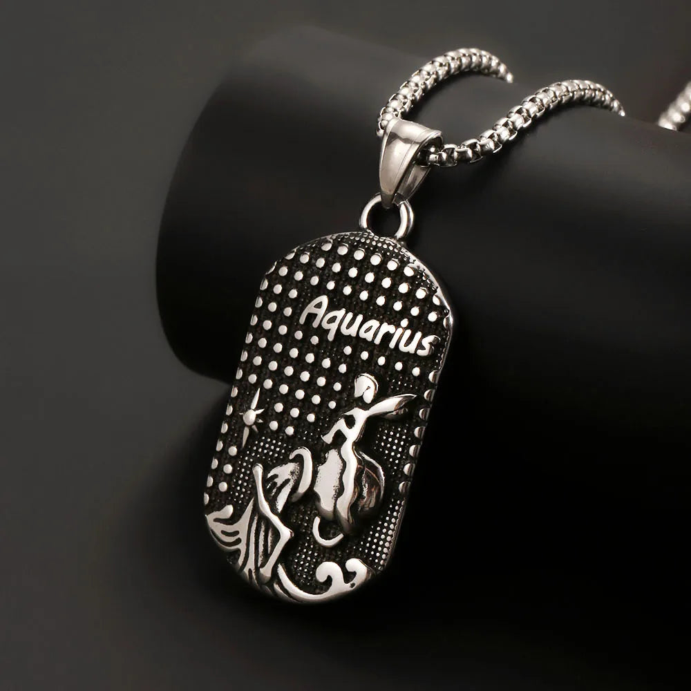1PC Stainless Steel Scorpio Gemini 12 Zodiac Sign Necklace for Men  Leo Cancer Constellation Pendant Necklace Man Birthday Gift