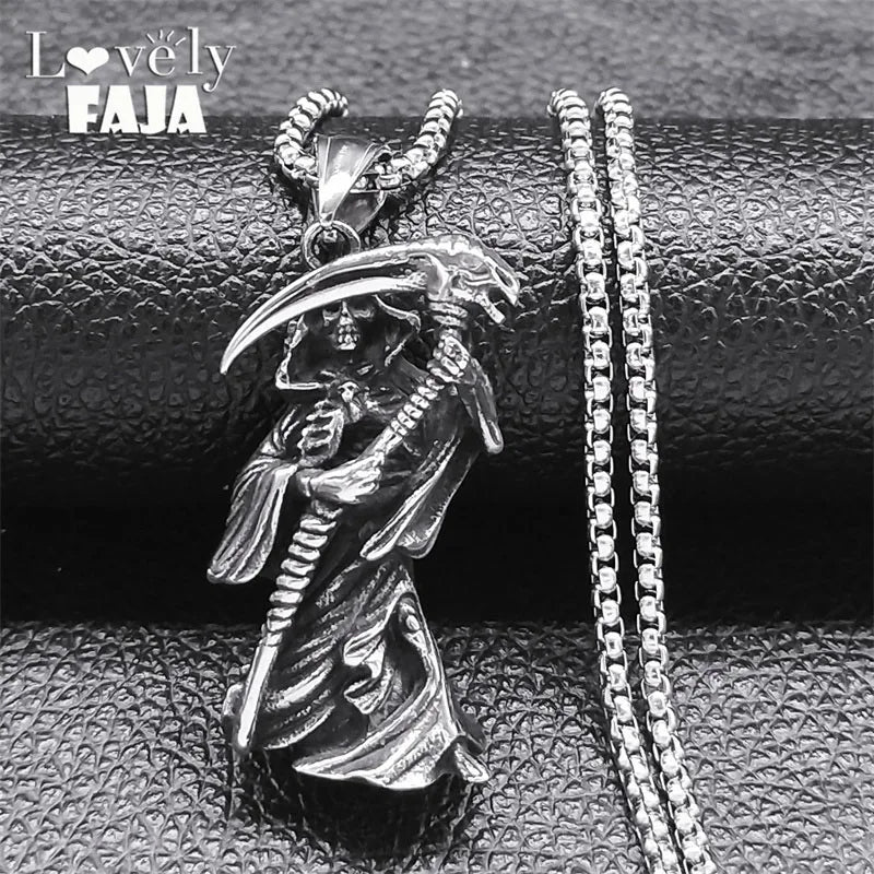 Antique Skull Pendant Necklace — Stainless Steel