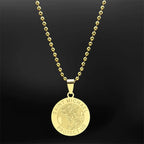 Gold Pendant Saint Michael Protect Archangel Round