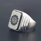 Black Agate Statement Ring — 925 Silver
