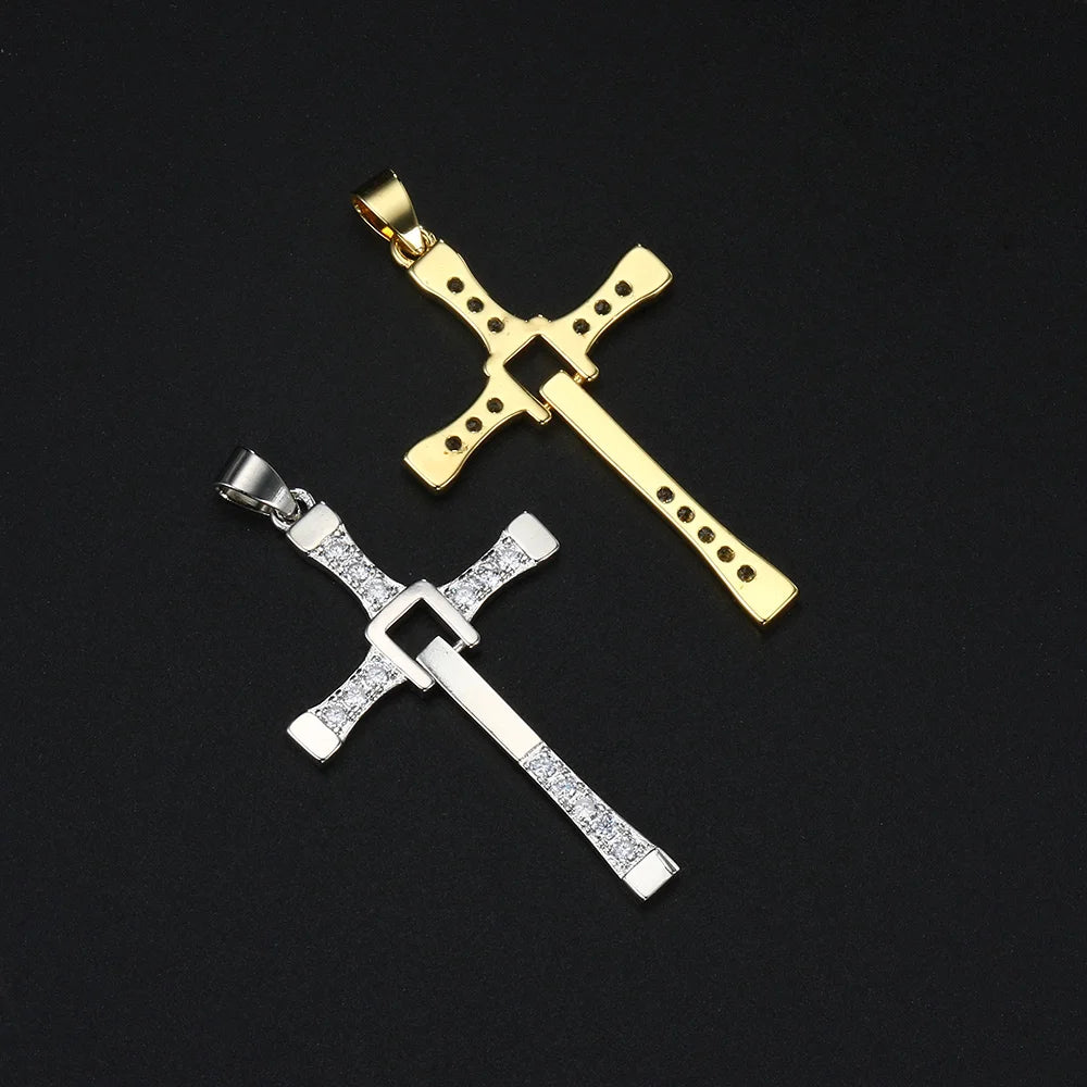 Cross Pendant Rope Chain Necklace Stainless Steel