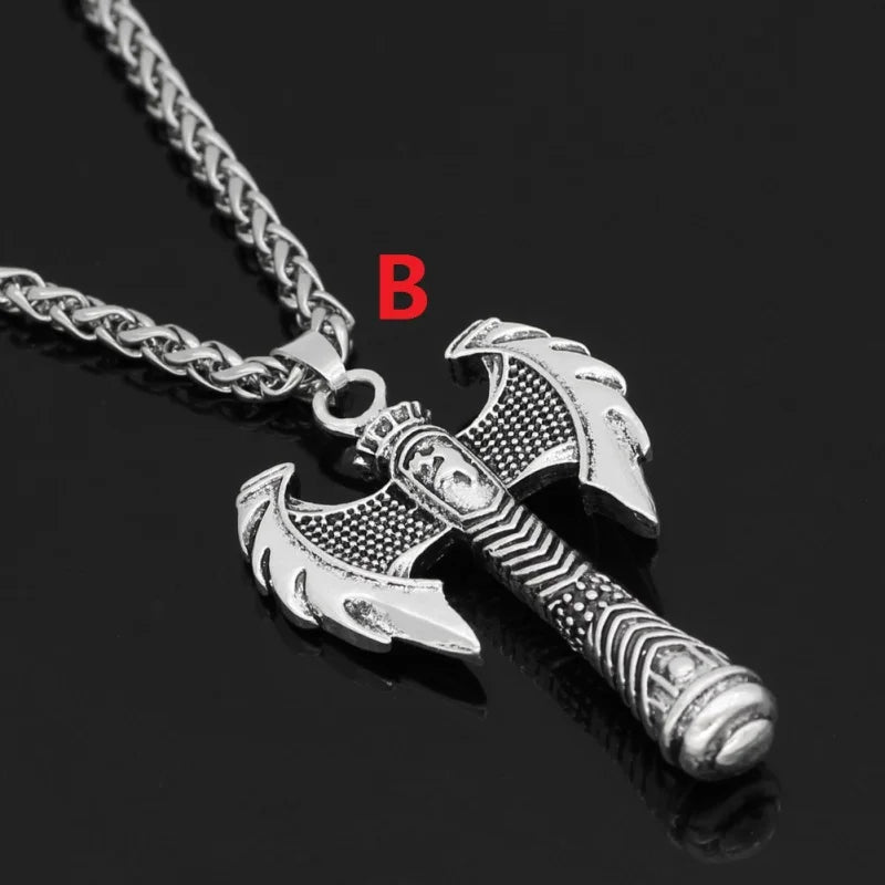 Fashion Axe Pendant Necklace Bronze Silver Axe Viking Pendants Viking Slavic Necklaces Punk Choker Jewelry Wholesale Accessories
