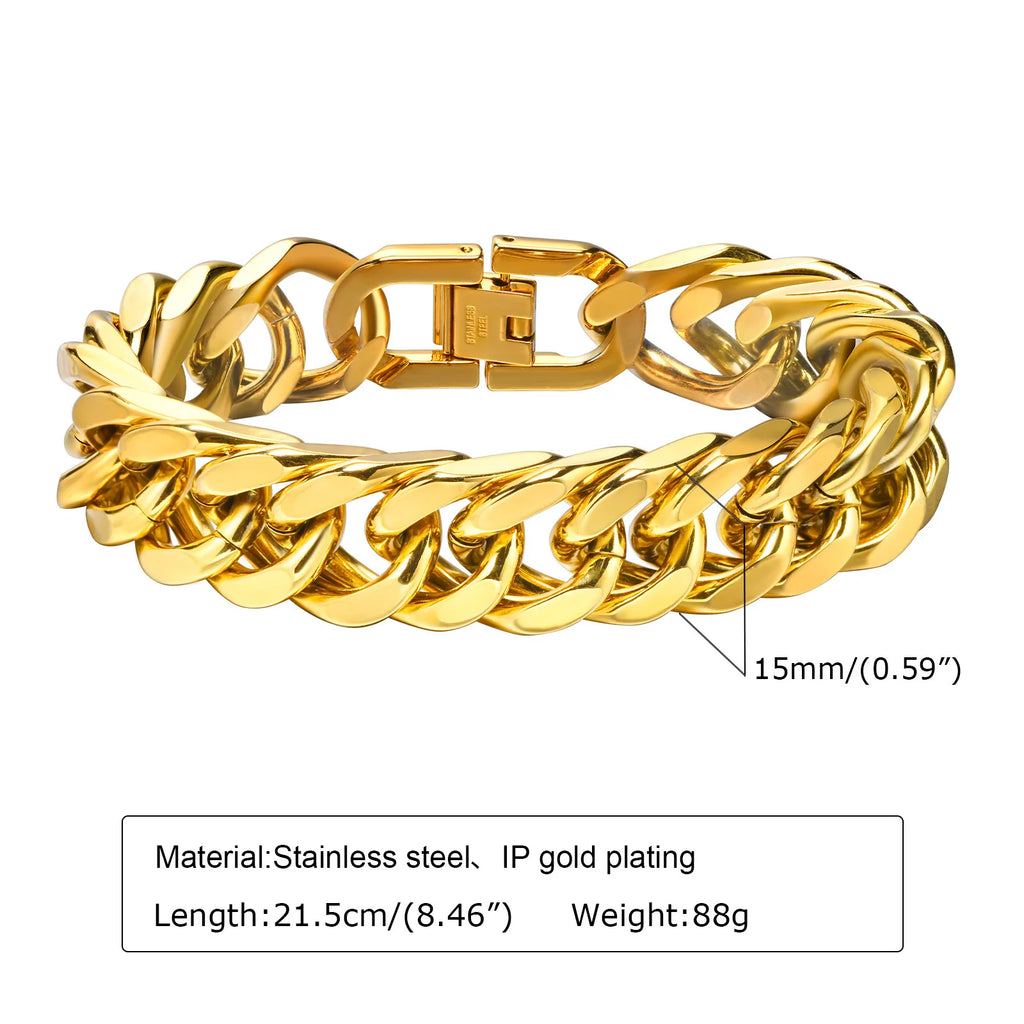 Gold Chunky Chain Bracelet — Stainless Steel