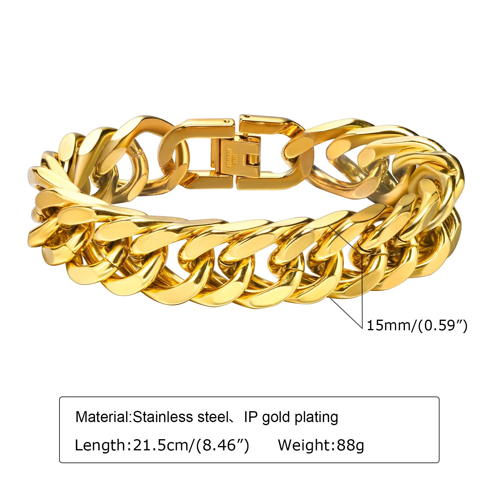 Gold Chunky Chain Bracelet — Stainless Steel