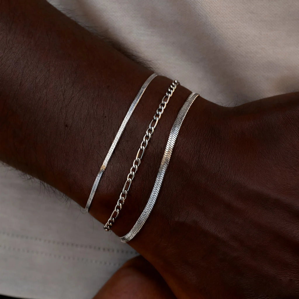 Minimal Chain Bracelet Set Silver — Stainless Steel