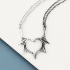 Gothic Split Wing Heart-Shaped Necklace Punk Bat Wings Pendant Unisex Jewelry Accessory for Valentine's Day Gift
