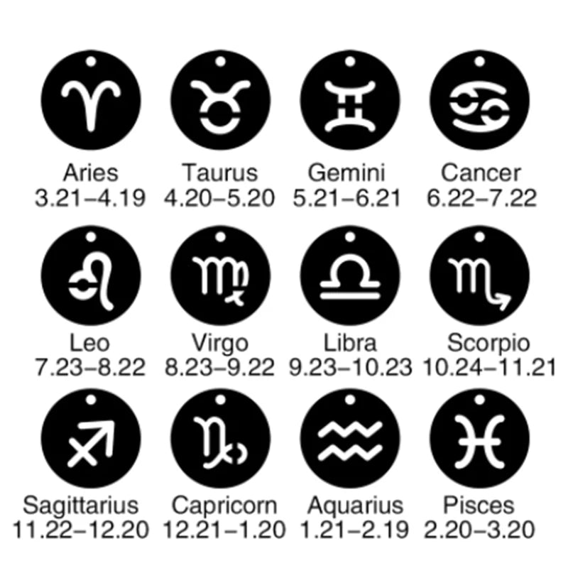 Kkjoy Stainless Steel Star Zodiac Sign Necklaces 12 Constellation Choker Pendants Necklace Aries Libra Leo Collier Birthday Gift