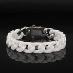 Simple Stainless Steel Ceramic Cuban Bracelet Men's and Women's Same Patchwork Four Side Grinding Titanium Steel Accessories