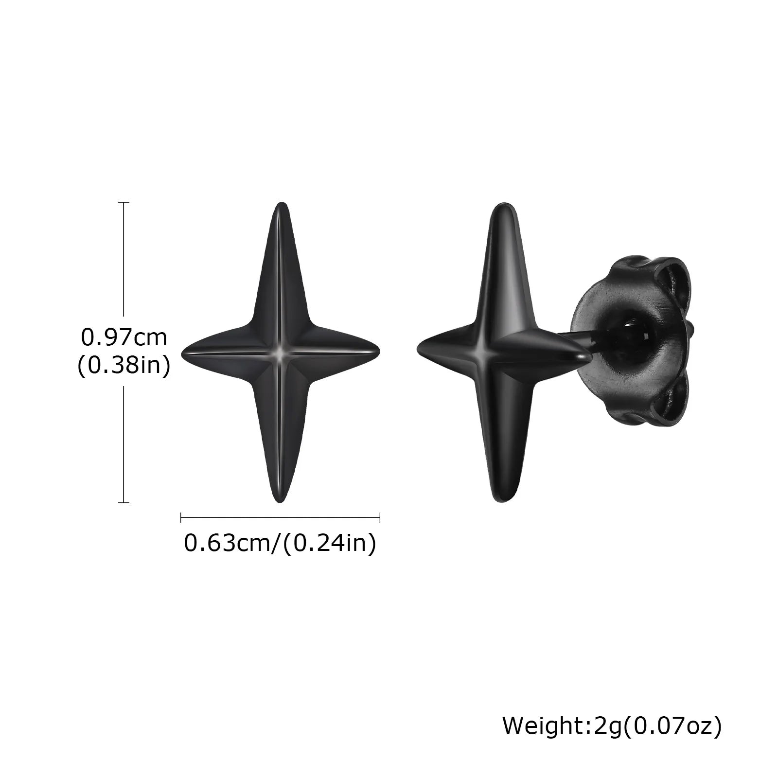 Black Star Stud Earrings — Stainless Steel