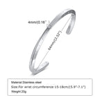 Minimal Thin Cuff Bangle Bracelet — Stainless Steel
