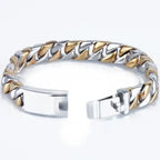 16MM Wide Gold Color Stainless Steel Curb Chain Man Bracelet Male Skull Head Bikers Jewelry Friendship Men's Bracelets