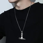 Silver Microphone Hand Pendant Necklace