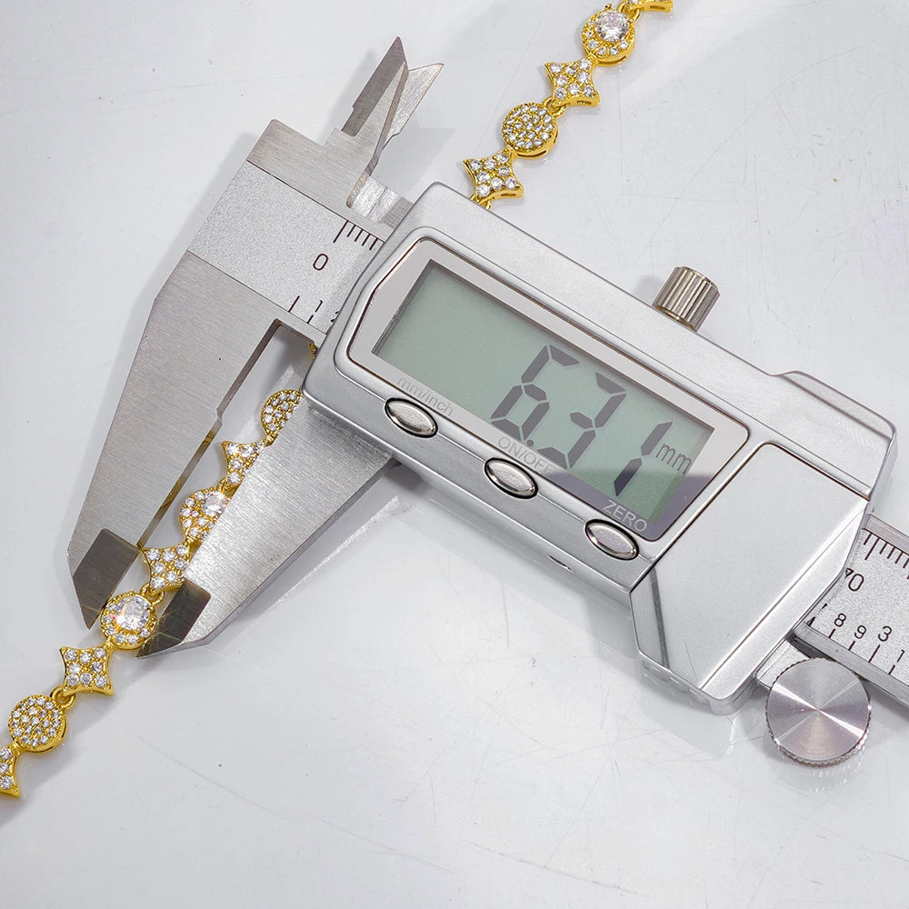Star Tennis Chain Necklace Iced Out Mixed Cut