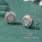 Fashion Classic Shiny Synthetic Zirconia Silvery Stud Earrings for Women Men Hip Hop Style Unique Party Jewelry