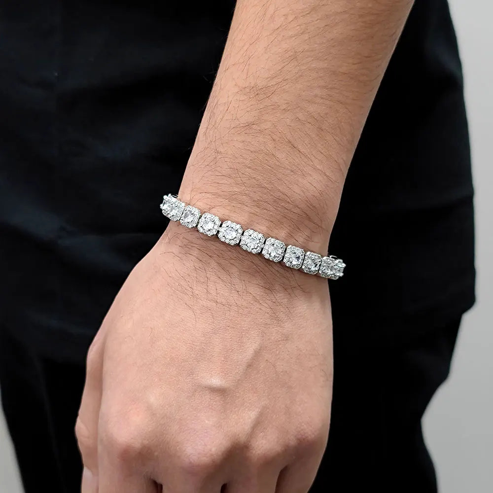 Gold Tennis Bracelet Iced Out 7MM Cluster