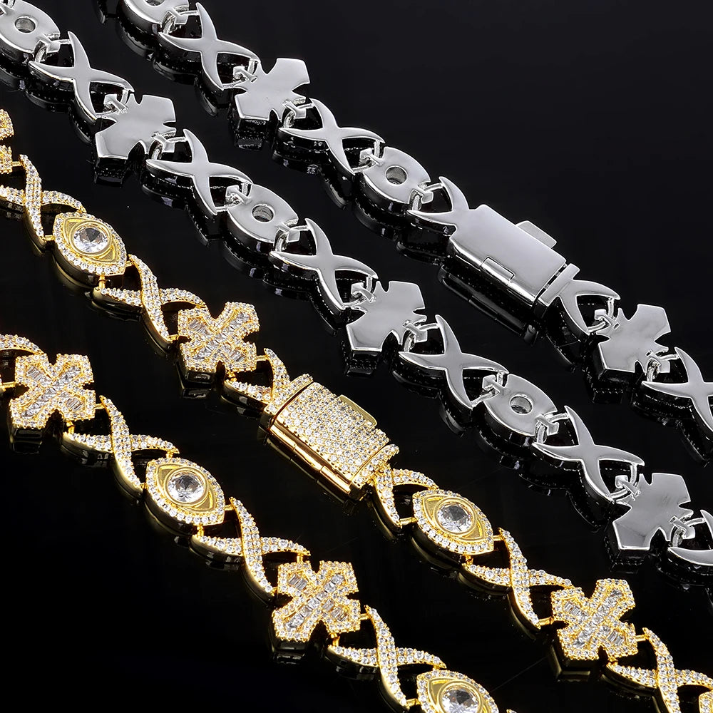 Cross Cuban Chain Necklace Iced Out Stainless Steel