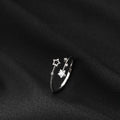 Exquisite 925 Sterling Silver Adjustable Zircon Hollowed-out Five-pointed Star Ring for Women Korean Jewelry Accessories Gifts