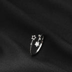 Exquisite 925 Sterling Silver Adjustable Zircon Hollowed-out Five-pointed Star Ring for Women Korean Jewelry Accessories Gifts