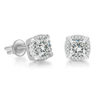 Two-Tone Iced Out Square Stud Earrings Multicolor