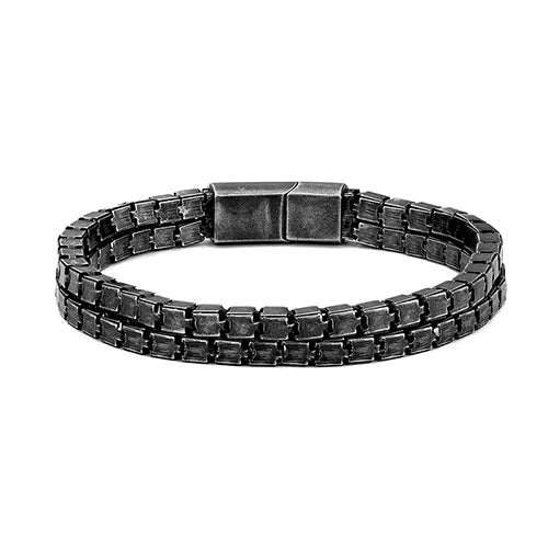 Punk Trendy Motorcycle Men's and Women's Chain Bracelet Retro Black Stainless Steel Bracelet Magnetic Buckle For boyfriend Ｇifts