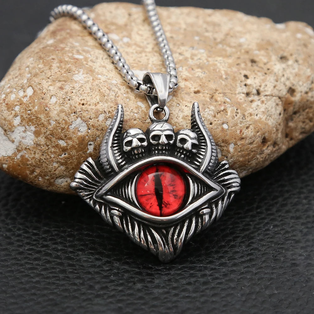 Skull Demon Eye Steel Pendant Vintage