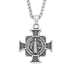 Fashion Retro Christ Jesus Necklace Stainless Steel Rune Cross Pendant For Men Women Punk Amulet Jewelry Gift