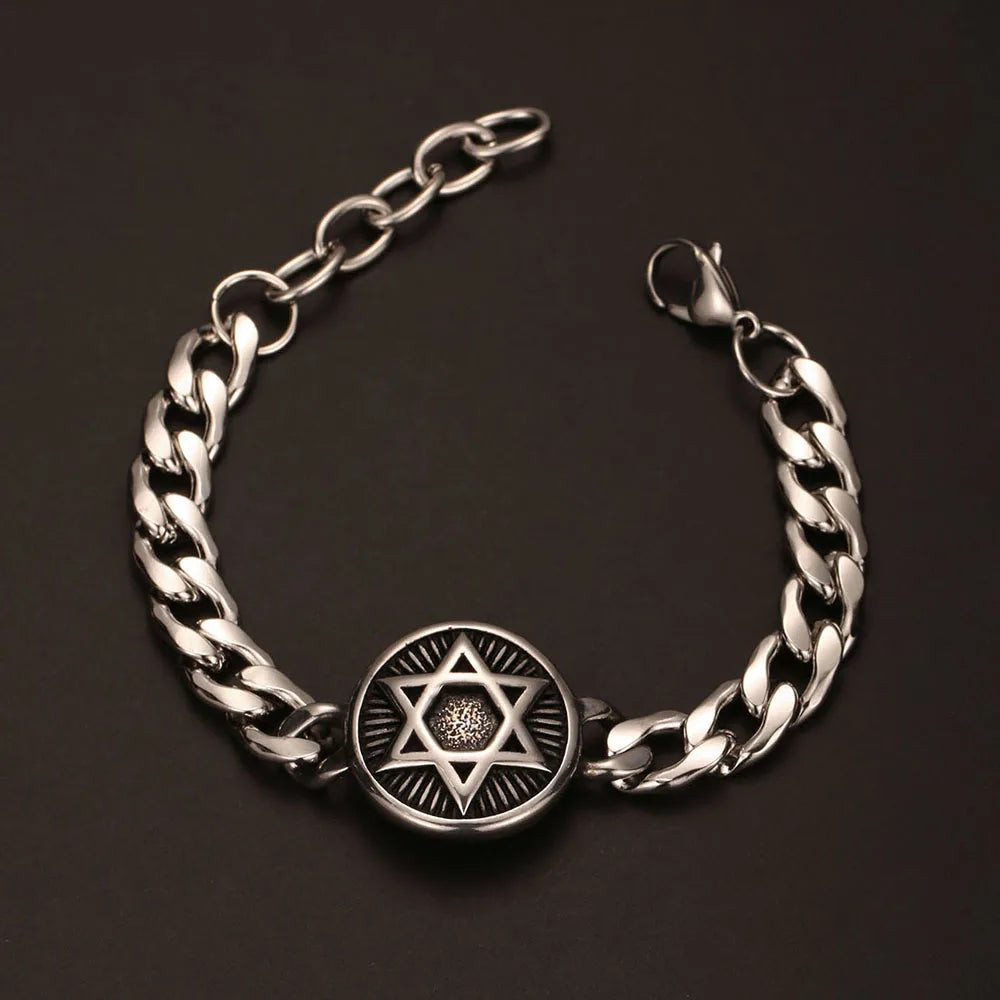 Medieval Norse Viking Rune Wolf Bracelet Man Stainless Steel Valknut Witch Knot Compass Bracelet for Men Scandinavian
