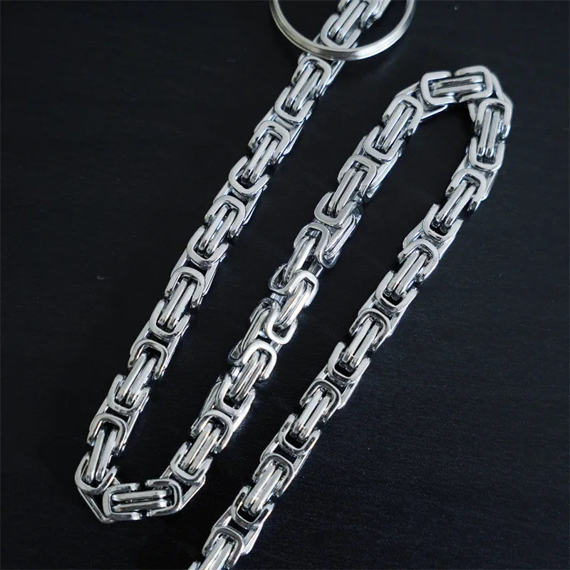 Biker Motorcycle Long Wallet Keychain — Stainless Steel