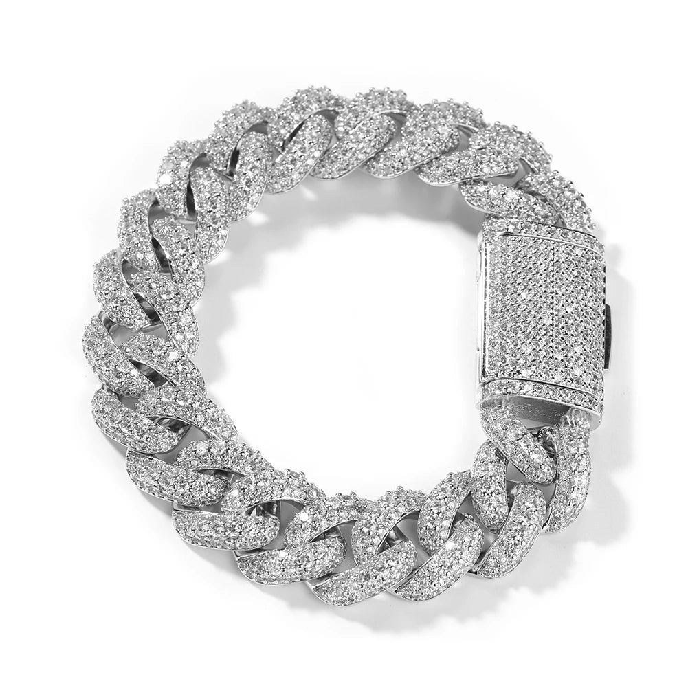 THE BLING KING 18mm Heavy Miami Cuban Chain Necklace Full Micro Paved Out Cubic Zirconia Bracelet Fashion Hiphop Jewelry