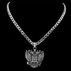Russian Double-Headed Eagle National Emblem Symbol Pendant Necklace for Women Men Silver Color Stainless Steel Chain Jewelry