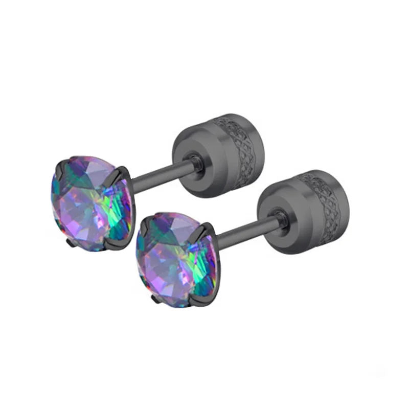 4 Prong CZ Zircon Stud Earrings — Cartilage Screw Back Piercing