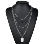 Fashion Chain Link Choker Heart Lock Cross Necklace Pendant For Women Men Silver Color Goth Jewelry Party Punk Long Necklaces