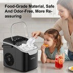 LOEFME 12kg/24h Portable Mini Ice Maker Machine 6 Mins/8pcs 2 Sizes Ice Cubes Home Desktop Ice Maker with Scoop and Ice